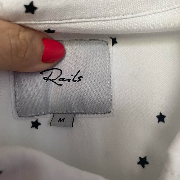 RAILS White Rocsi Mini Stars Button Down Shirt Sz M - Picture 4 of 8